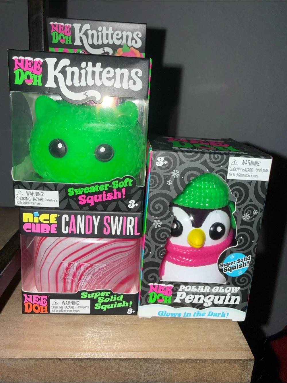 Needoh Winter Set- Knitten, Polar Penguin and candy cane nice cube.